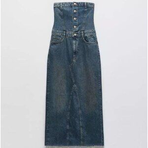 *RARE FIND* ZARA Vintage Tube Strapless Denim Long Dress
